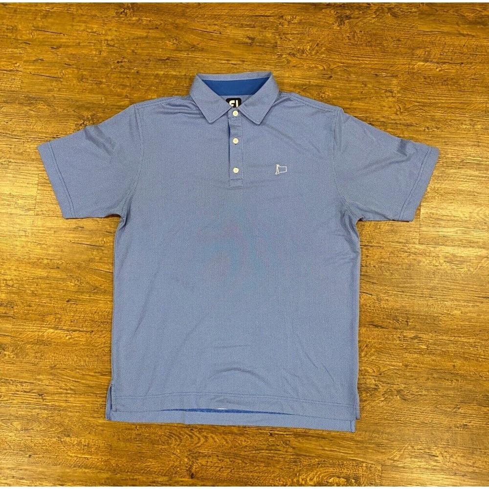 FootJoy Blue Geometric Pattern Performance Casual Stretch Golf Polo Shirt Mens L